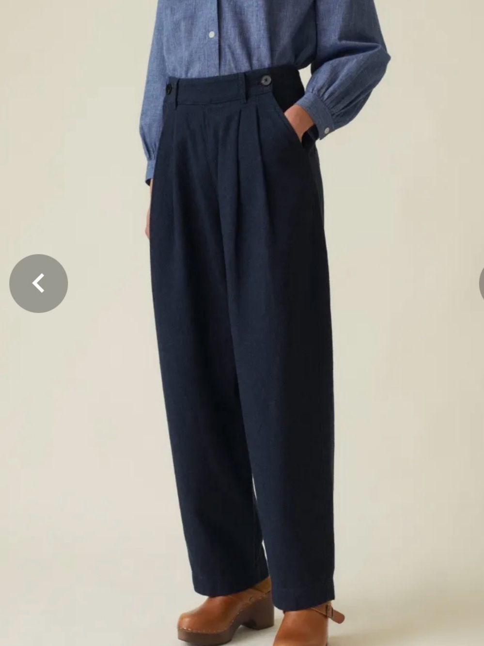 TOAST- Mariner Hemp Cotton Trousers Dark Chambray Blue Size 10